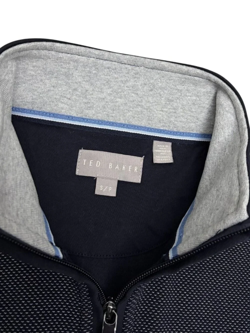 TED BAKER Quarter Zip Shacket Sweater Navy Business Casual Sweater Mens Small